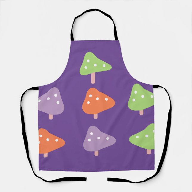 Retro Mushroom Colorful Pattern Apron (Front)