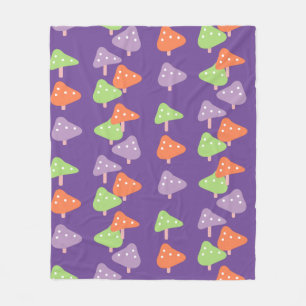 Retro Mushroom Colourful Pattern Kids  Fleece Blanket