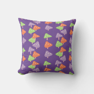 Retro Mushroom Colourful Pattern Kids     Throw Pillow