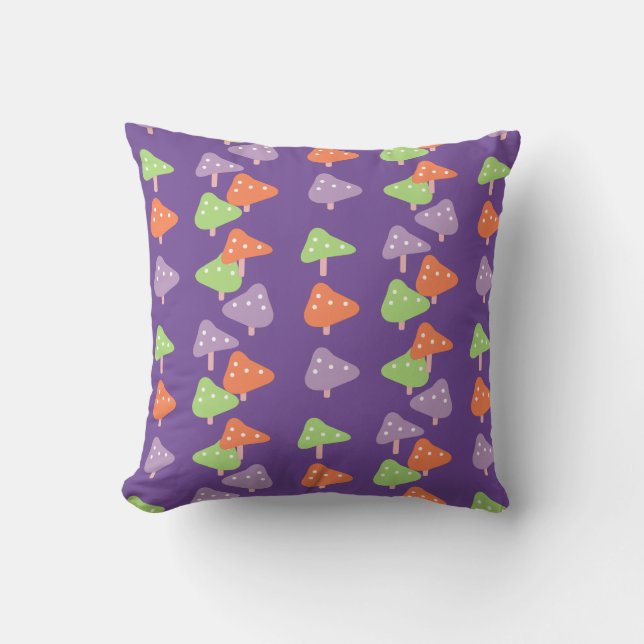 Retro Mushroom Colourful Pattern Kids     Throw Pillow (Front)