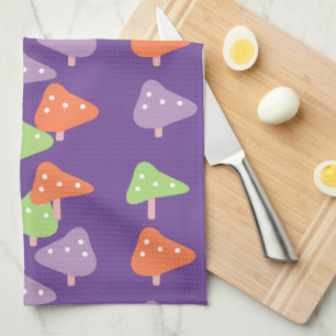 Retro Mushroom Colourful Pattern Kitchen Towel