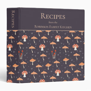 Retro Mushroom Pattern Family Recipes Binder