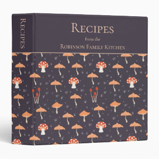 Retro Mushroom Pattern Family Recipes Binder