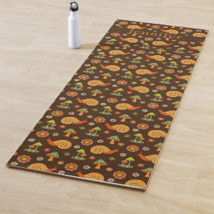 Retro Mushrooms & Snails Cottagecore Personalized Yoga Mat