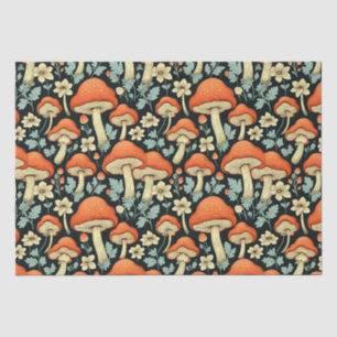 Retro Mushrooms Vintage Flowers Tissue Paper