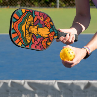 Retro Mushrooms with Monogram Pickleball Paddle