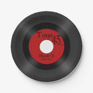 Retro Music 45 Record Paper Plate