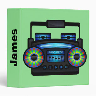 Retro Music Boombox Green Custom Binder