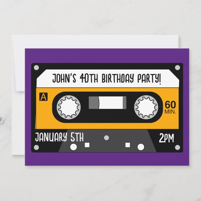 RETRO MUSIC CASSETTE  BIRTHDAY CUSTOM Invitations (Front)