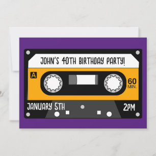 RETRO MUSIC CASSETTE BIRTHDAY CUSTOM Invitations