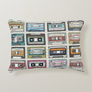 Retro Music Cassette: Nostalgic Icon Accent Pillow