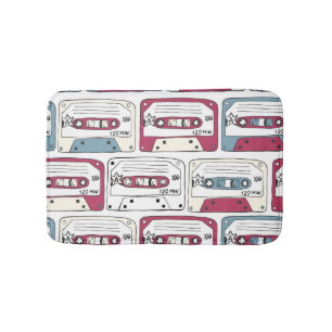 Retro Music Cassettes: Rock Background Pattern Bath Mat