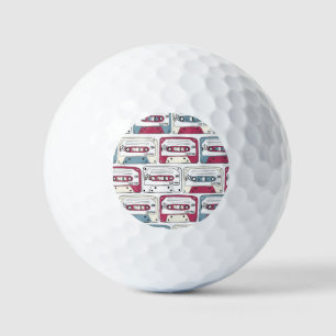 Retro Music Cassettes: Rock Background Pattern Golf Balls