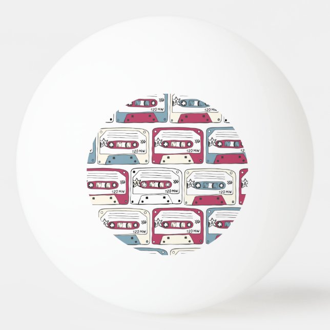 Retro Music Cassettes: Rock Background Pattern Ping Pong Ball (Front)