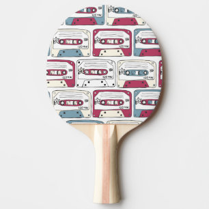 Retro Music Cassettes: Rock Background Pattern Ping Pong Paddle