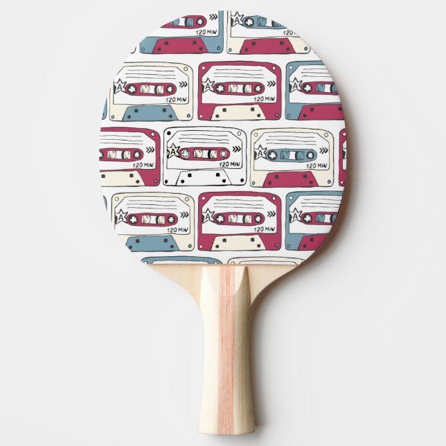 Retro Music Cassettes: Rock Background Pattern Ping Pong Paddle (Front)