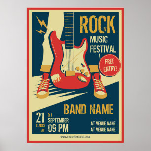 Retro music concert événement faire-part Poster