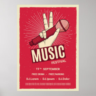Retro music concert événement faire-part Poster