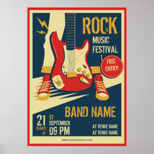 Retro music concert event announcement Invitation Poster