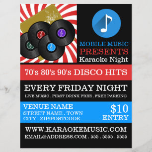 Retro Music Design, Karaoke Event Advertising Flyer