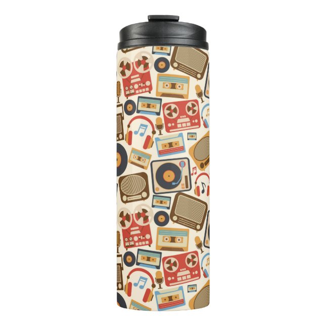 Retro music element thermal tumbler (Front)