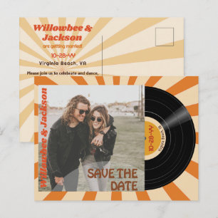 Retro Music Festival Record Save the Date Postcard
