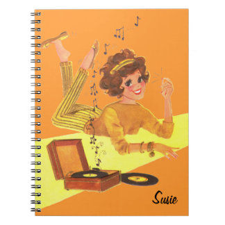 Retro Music Girl Notebook