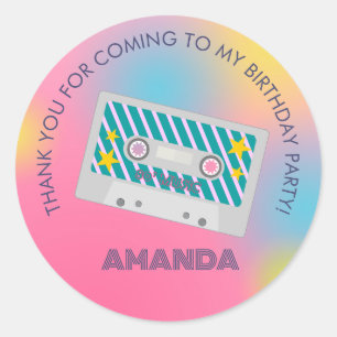 Retro music girls band Birthday Party Classic Round Sticker