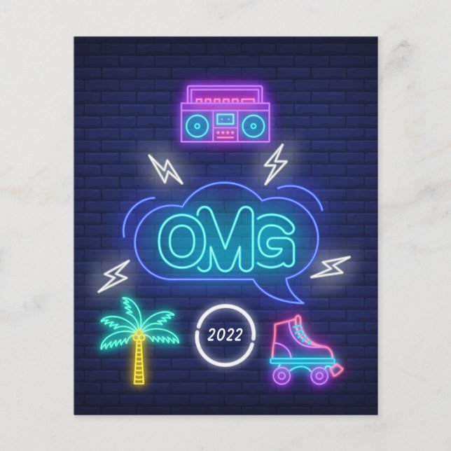 Retro Music Neon Signs Graduation Party Invitation Flyer (Front)