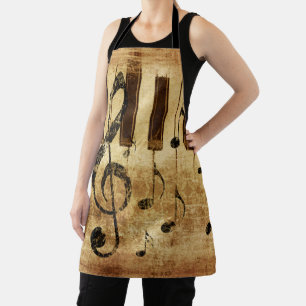 Retro music notes and piano apron