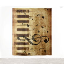 Retro music notes and piano