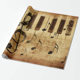 Retro music notes and piano wrapping paper