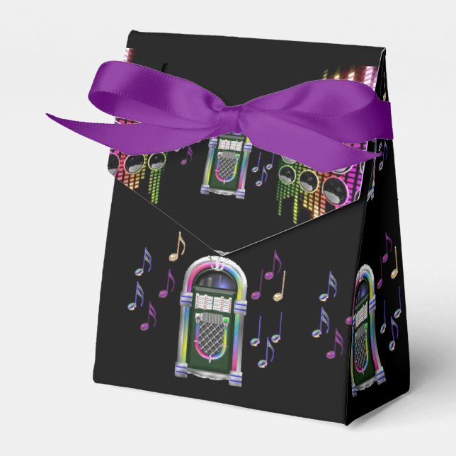 Retro Music Notes Juke Box Tent Favour Box (Front Side)