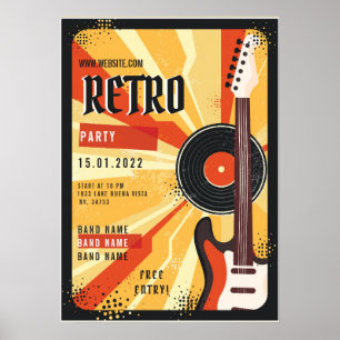 Retro music party flyer Announcement Poster