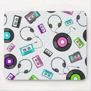 Retro Music Pattern Mouse Pad