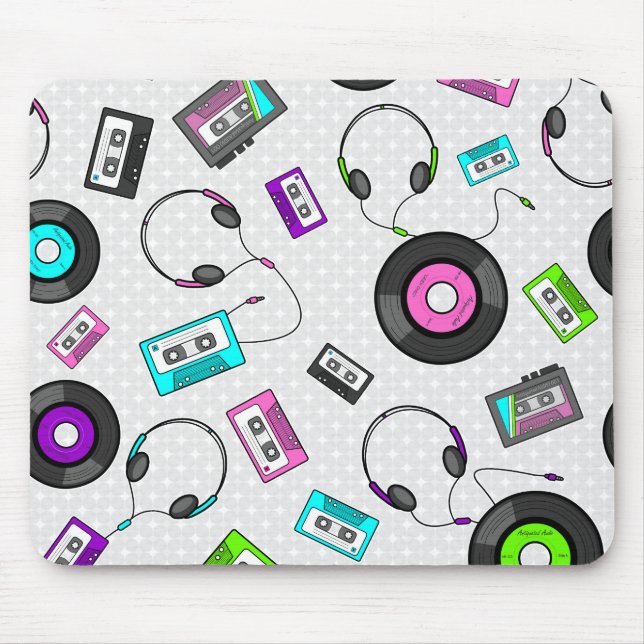 Retro Music Pattern Mouse Pad (Front)