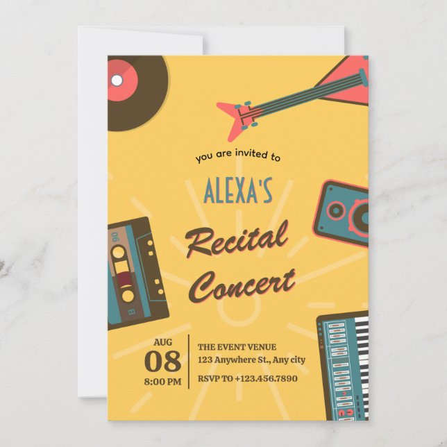 Retro music recital invitation (Front)