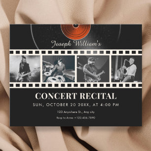 Retro music recital photo invitation