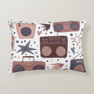 Retro Music Seamless Vintage Pattern. Accent Pillow