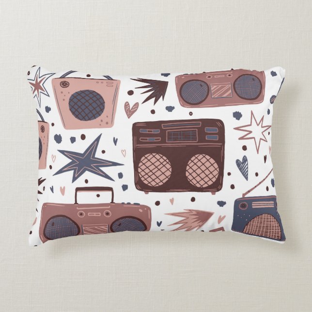 Retro Music Seamless Vintage Pattern. Accent Pillow (Front)