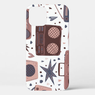 Retro Music Seamless Vintage Pattern. iPhone 12 Case