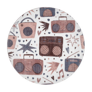 Retro Music Seamless Vintage Pattern. Cutting Board