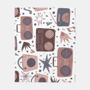 Retro Music Seamless Vintage Pattern. Fleece Blanket