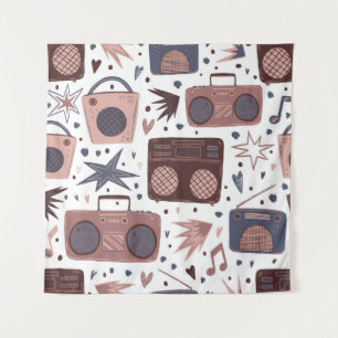Retro Music Seamless Vintage Pattern. Tapestry