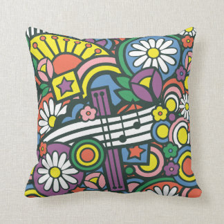 Retro Music Time Throw Pillow