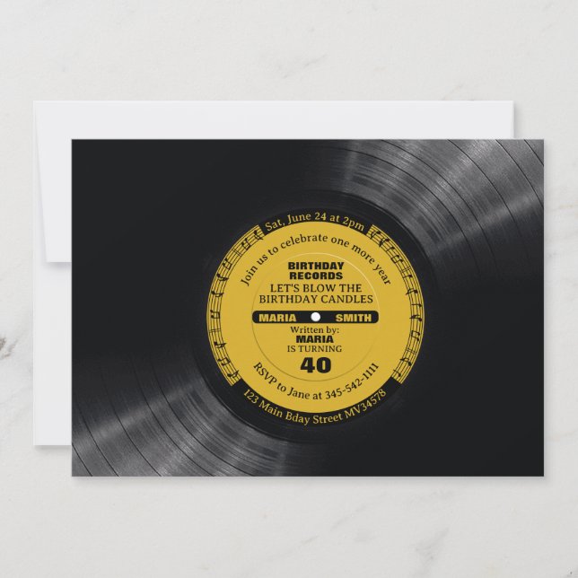 Retro Music Vinyl 60s 70s Birthday Invitation (Front)