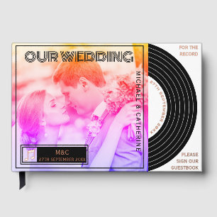 Retro Music Vinyl Record Cover Wedding Guest Book