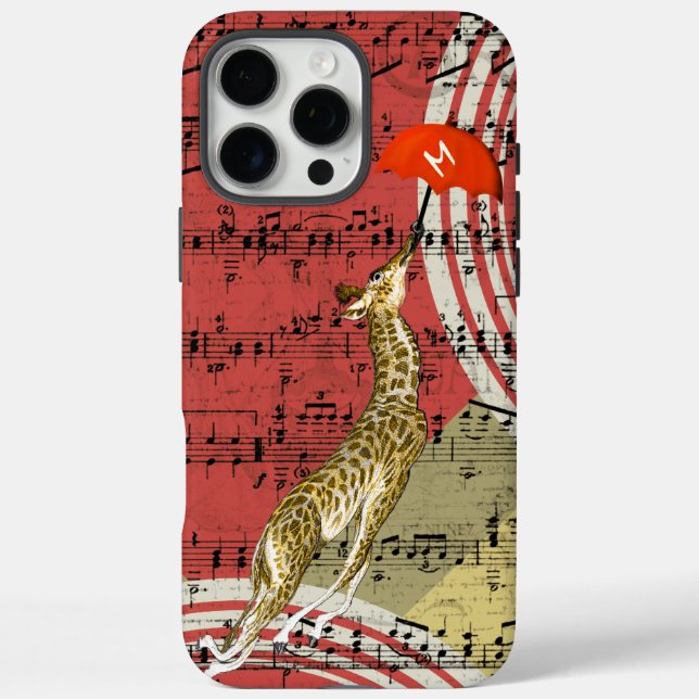 Retro Musical Flying Giraffe Red Umbrella Case-Mate iPhone Case (Back)