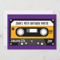 RETRO MUSIQUE CASSETTE ANNIVERSAIRE Invitations PE