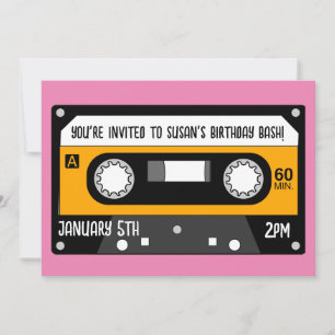 RETRO MUSIQUE CASSETTE ANNIVERSAIRE Invitations PE